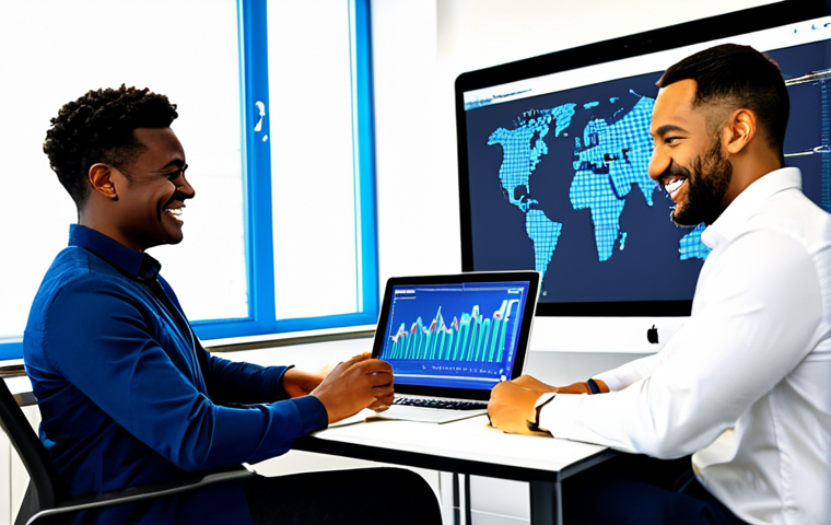 자아 한계 확장을 위한 새로운 스킬 배우기 - Digital Skills Empowerment**
A diverse group of professionals collaborating in a modern, bright off...
