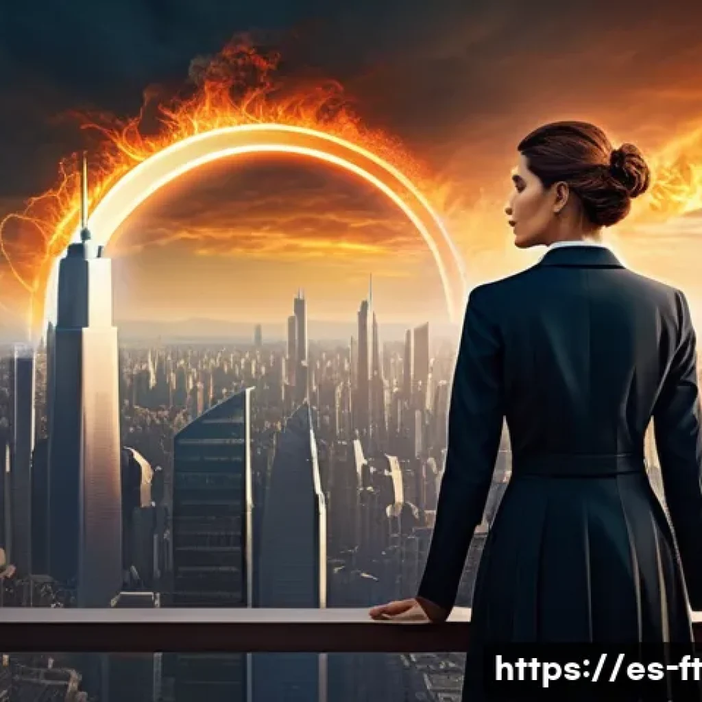 자아 한계 확장을 위한 비즈니스 상황 적용하기 - **Prompt:** A determined and focused female entrepreneur in her early 30s stands on the precipice of...