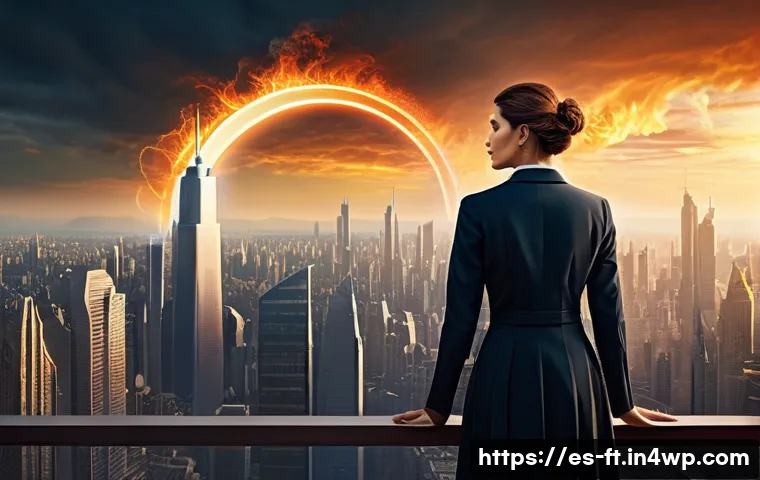 자아 한계 확장을 위한 비즈니스 상황 적용하기 - **Prompt:** A determined and focused female entrepreneur in her early 30s stands on the precipice of...