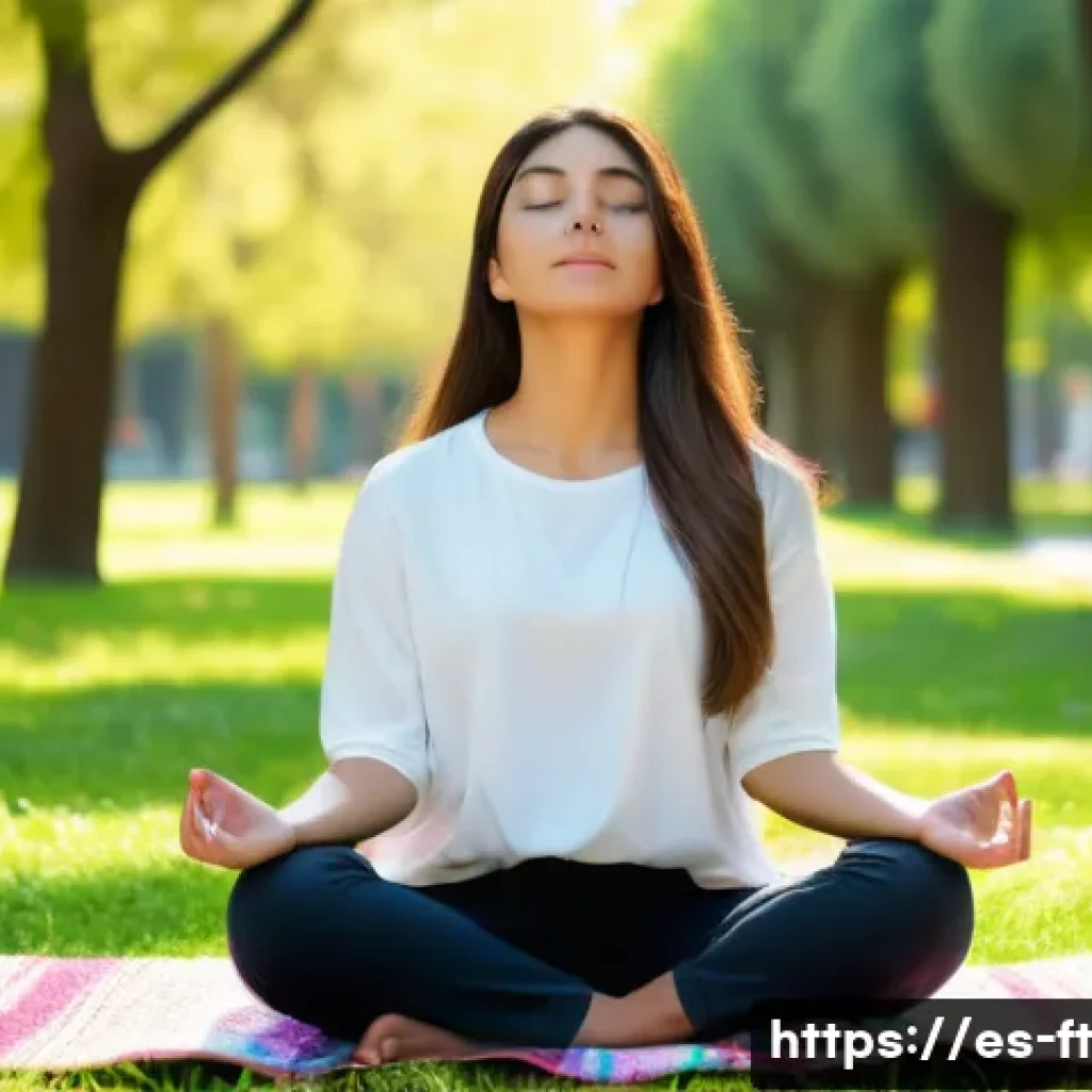 자아 한계 확장을 위한 새로운 가능성 탐구하기 - A serene scene of a young Hispanic woman practicing mindfulness meditation outdoors in a lush, sunli...
